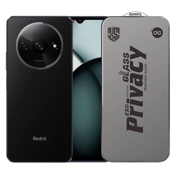 Folie de Protectie pentru Xiaomi Redmi A3x, Flippy, Sticla Securizata ESD Antistatica, Super-X Privacy OG, Margini Negre, 0.30 mm, Transparent Inchis
