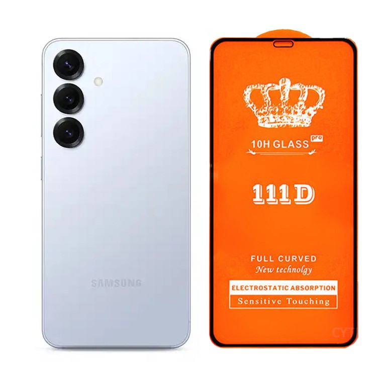 Folie Securizata pentru Samsung Galaxy S25, Flippy, Sticla de Protectie Compatibila cu Samsung Galaxy S25, Full Cover 111D, 10H GLASS, Margini Negre, Transparenta