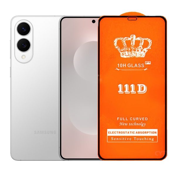 Folie Securizata pentru Samsung S25 Edge, Flippy, Sticla de Protectie Compatibila cu Samsung S25 Edge, Full Cover 111D, 10H GLASS, Margini Negre, Transparenta
