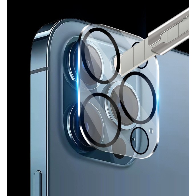 Folie Sticla pentru Camera, compatibila cu Apple iPhone 14 Pro / 14 Pro Max, Transparent cu margini negre - Image 2