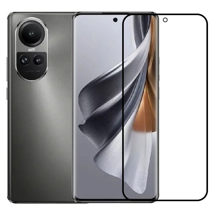Folie Sticla Securizata, Flippy, Compatibila cu Oppo Reno 10, Full Glue, Margini Negre, Transparent