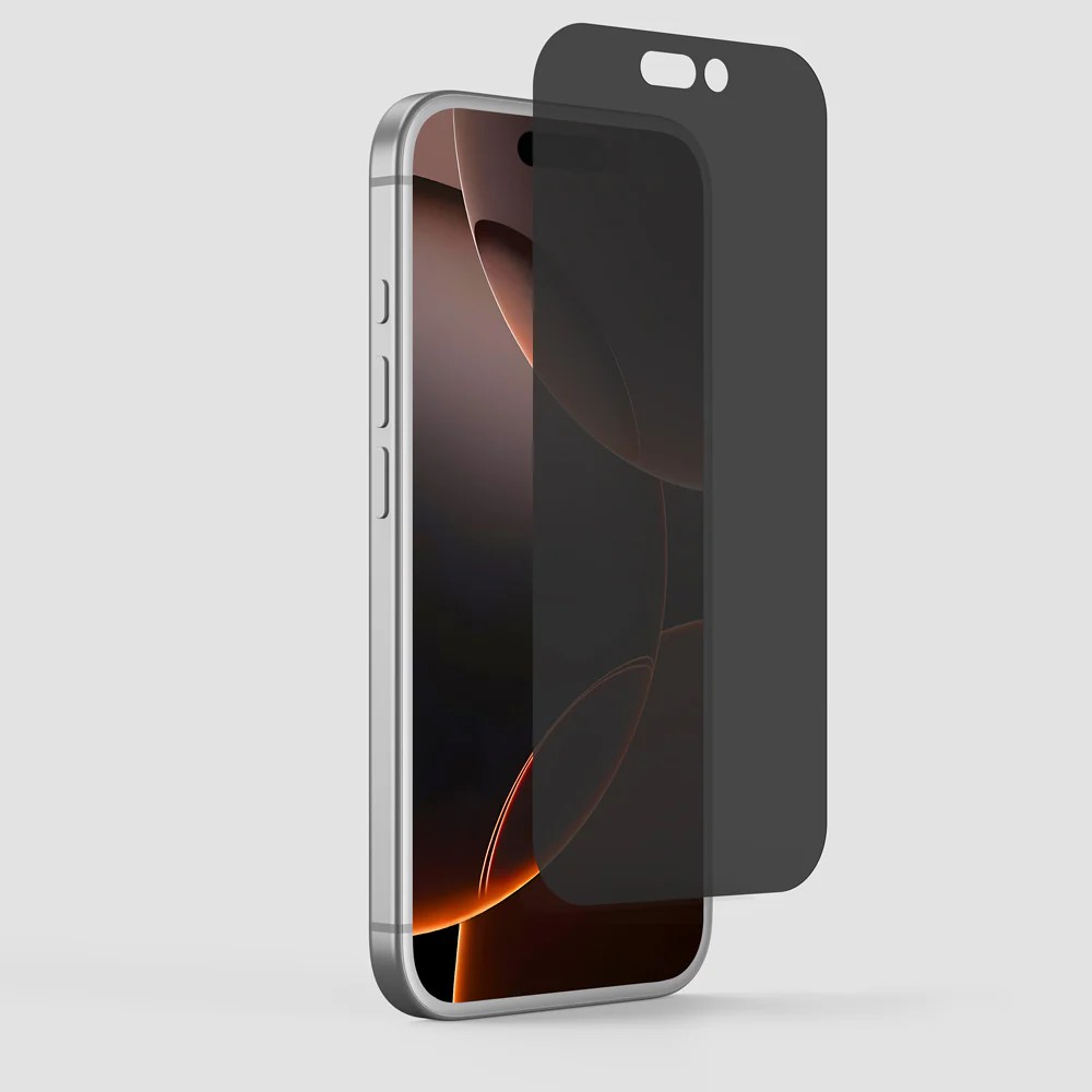Folie Sticla Securizata, Flippy, Pentru Apple iPhone 16 Pro Max, Privacy Classic, 2.5D, Confidentialitate 30°, Negru Transparent