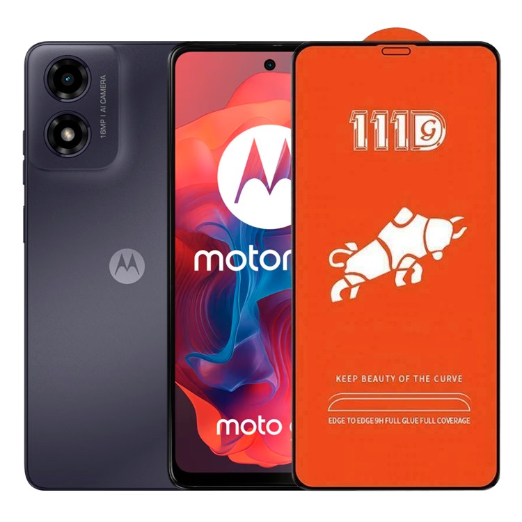 Folie Sticla Securizata pentru Motorola Moto G04, Flippy, Sticla de Protectie Compatibila cu Motorola Moto G04, Full Cover 111D, HD, Margini Negre, Transparenta