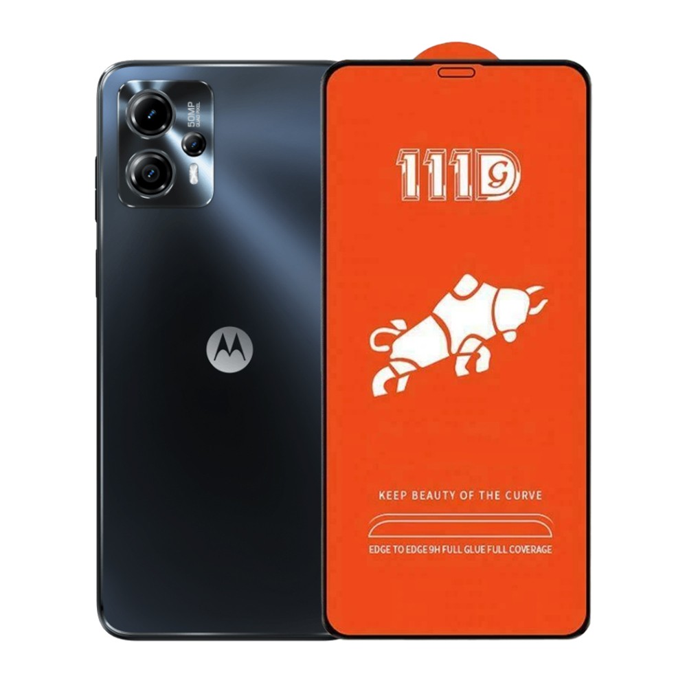 Folie Sticla Securizata pentru Motorola Moto G13, Flippy, Sticla de Protectie Compatibila cu Motorola Moto G13, Full Cover 111D, HD, Margini Negre, Transparenta