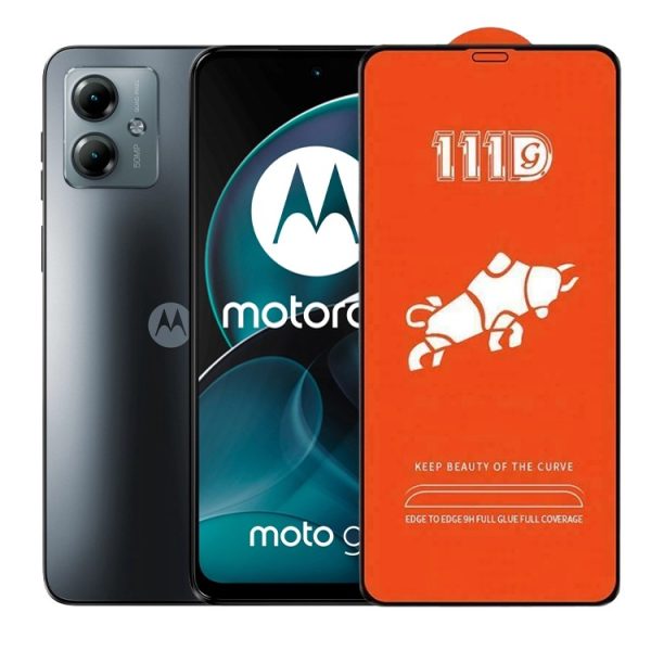 Folie Sticla Securizata pentru Motorola Moto G14, Flippy, Sticla de Protectie Compatibila cu Motorola Moto G14, Full Cover 111D, HD, Margini Negre, Transparenta