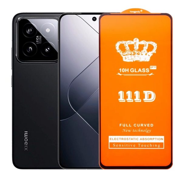 Folie Sticla Securizata pentru Xiaomi 14, Flippy, Sticla de Protectie Compatibila cu Xiaomi 14, Full Cover 111D, HD, Margini Negre, Transparenta