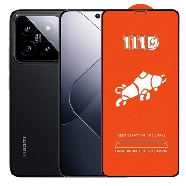 Folie Sticla Securizata pentru Xiaomi 14, Flippy, Sticla de Protectie Compatibila cu Xiaomi 14, Full Cover 111D, HD, Margini Negre, Transparenta