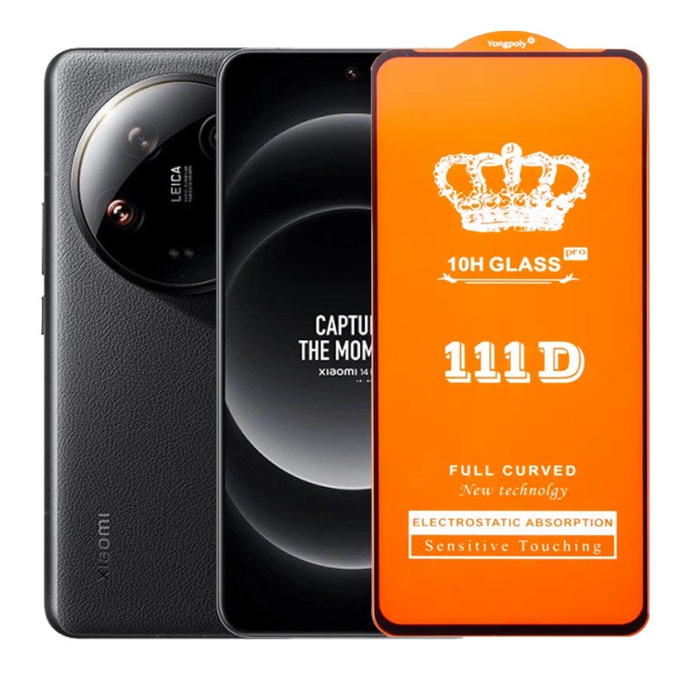 Folie Sticla Securizata pentru Xiaomi 14 Ultra, Flippy, Sticla de Protectie Compatibila cu Xiaomi 14 Ultra, Full Cover 111D, HD, Margini Negre, Transparenta