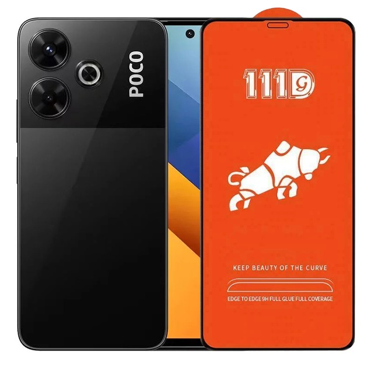Folie Sticla Securizata pentru Xiaomi Mi Poco M6, Flippy, Sticla de Protectie Compatibila cu Xiaomi Mi Poco M6, Full Cover 111D, HD, Margini Negre, Transparenta