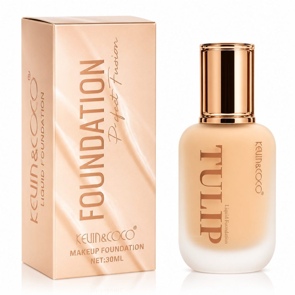 Fond de Ten, Kevin&Coco, Model Tulip, Textura Lichida, Acoperire Naturala, 38 ml, 5 x 3.7 x 10.7 cm, Nuanta 2, Natural Beige