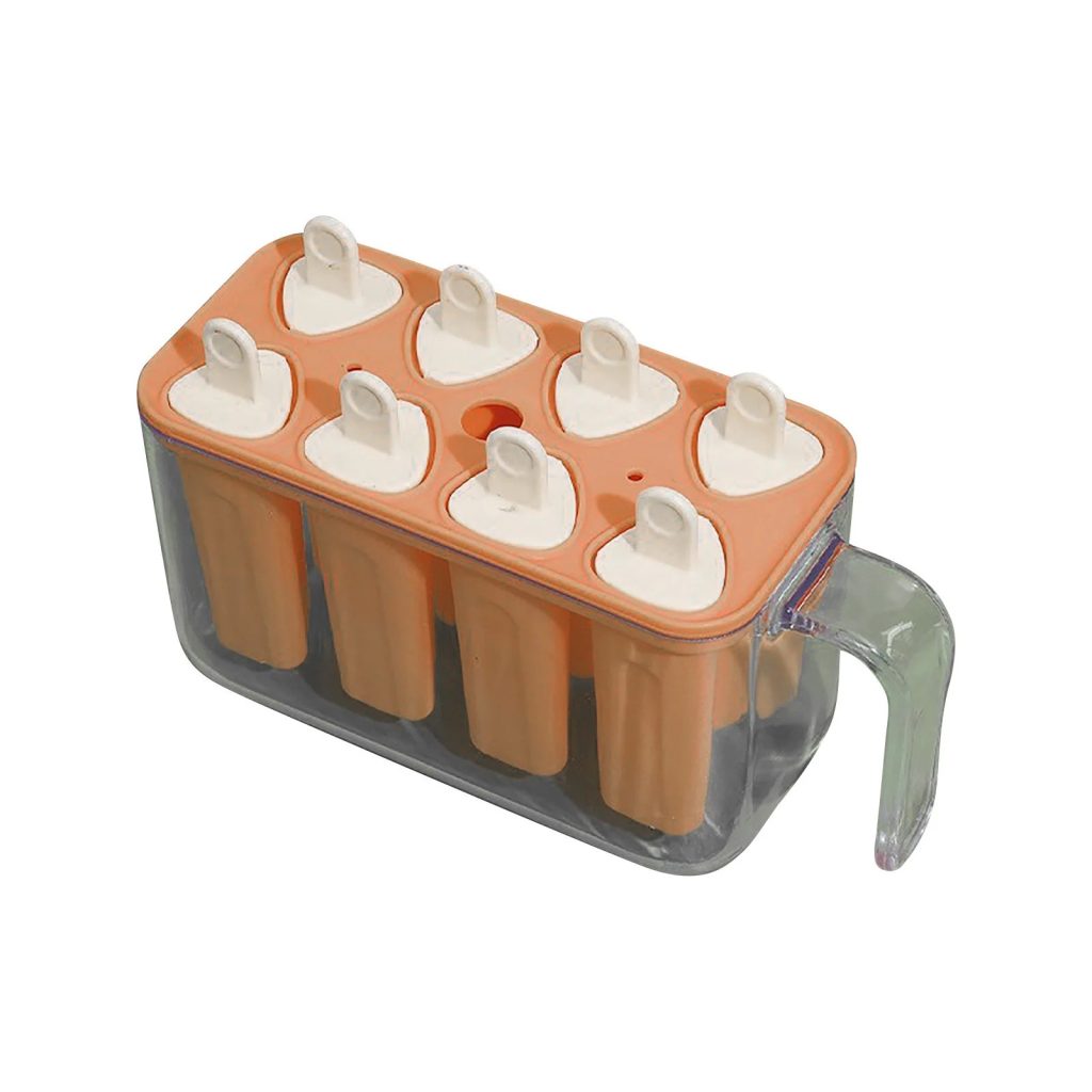 Forme de inghetata, Flippy, 8 Forme din Plastic Dur, Forma pentru Inghetata din si Sucuri Ghetate, 13 x 10 x 6.5 cm, Portocaliu