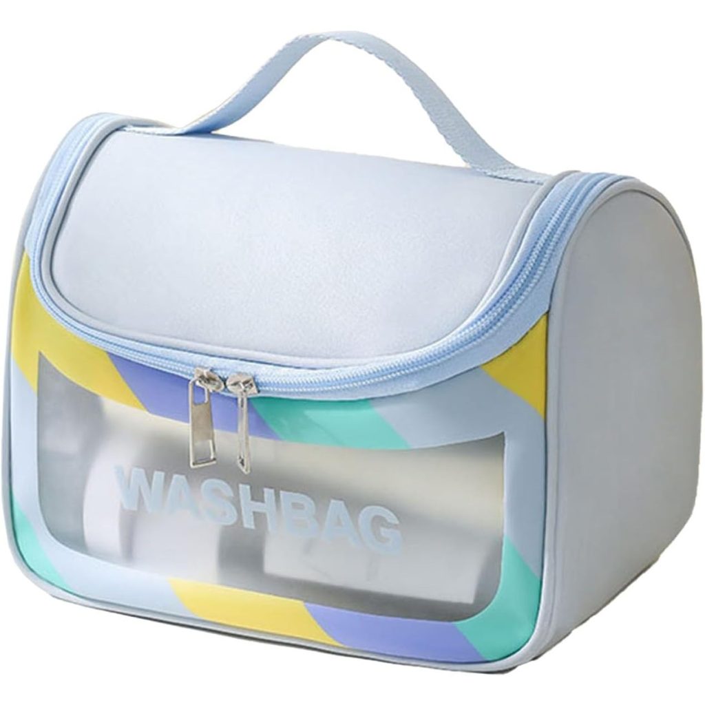 Geanta Cosmetice de Voiaj Flippy, Impermeabila, Translucida Mata, 22 x 16 x 14 cm, Albastru