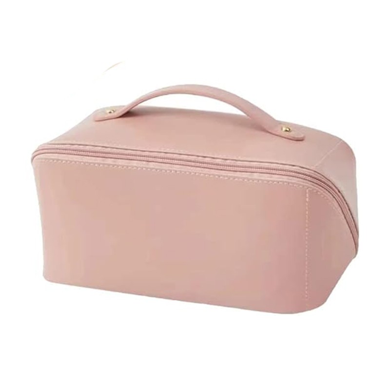 Geanta de Calatorie Flippy, Pentru Cosmetice, Portabila, Impermeabila, din Piele Ecologica, Compartimente Multiple, cu Fermoar, 23 x 11.5 x 10.5 cm, Roz