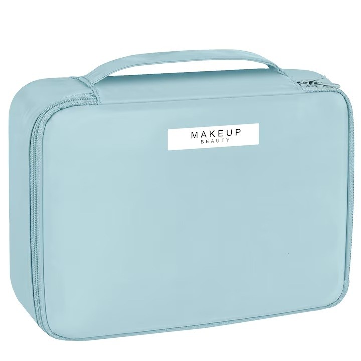 Geanta de Calatorie, Flippy, pentru Cosmetice si Articole de Toaleta, Material Impermeabil, 2 in 1, Portfard Interior Detasabil, 23 x 16 x 8 cm, Albastru