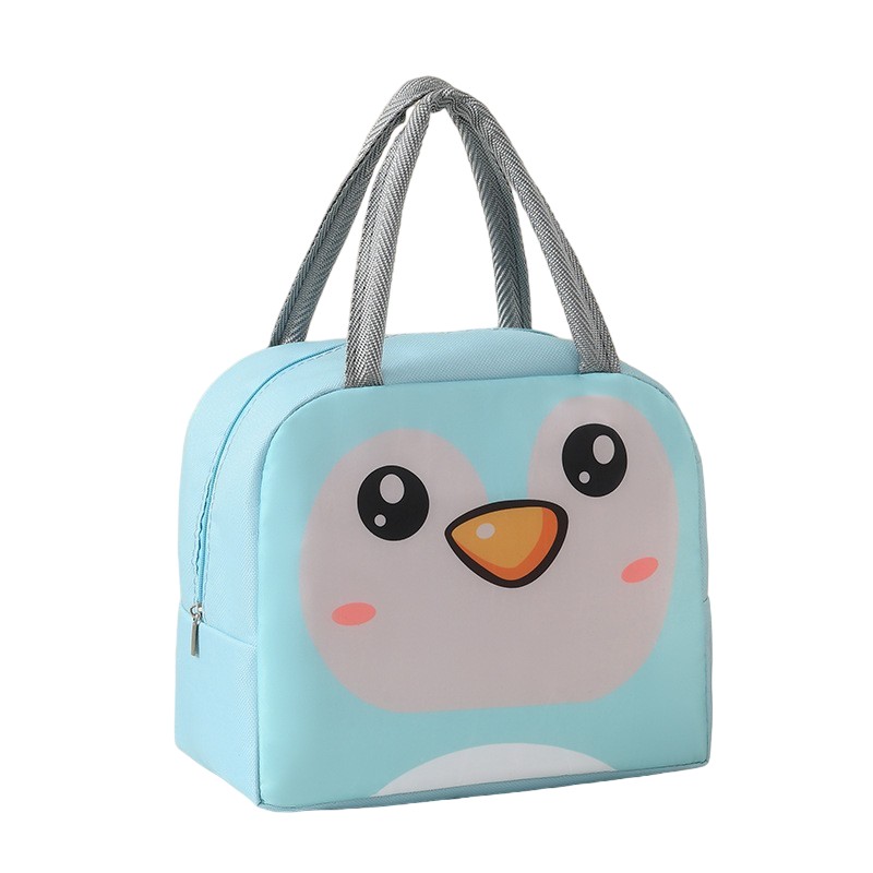 Geantă Frigorifică, Flippy, cu Desene Animat, Portabilă pentru Copii, de Prânz, din Pânză Oxford, 22x14x19 cm, Model Pinguin, Albastru