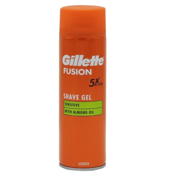 Gel, Gillette, Ras 200 ml Fusion Sensitive Almond