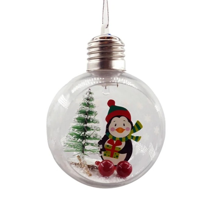 Glob de Craciun, Flippy, cu LED, Model Pinguin, 10 x 5 x 3 cm, Multicolor