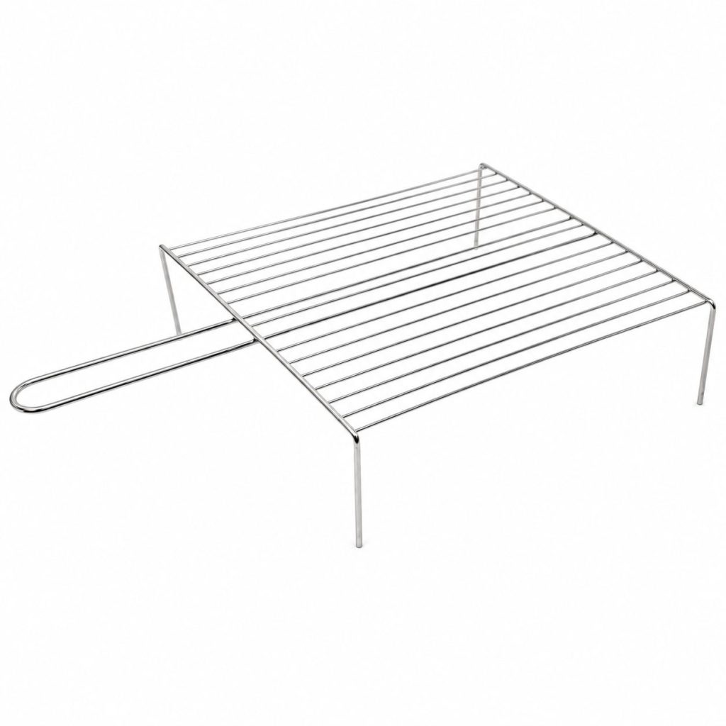 Suport Pentru Gratar metalic BBQ, Flippy, cu picioare, Pentru Gatit in Aer Liber, 53x35x35 cm, Argintiu