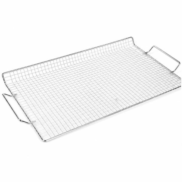 Gratar metalic BBQ, Flippy, din metal, pentru gatit in aer liber, 26x38.5 cm, Argintiu