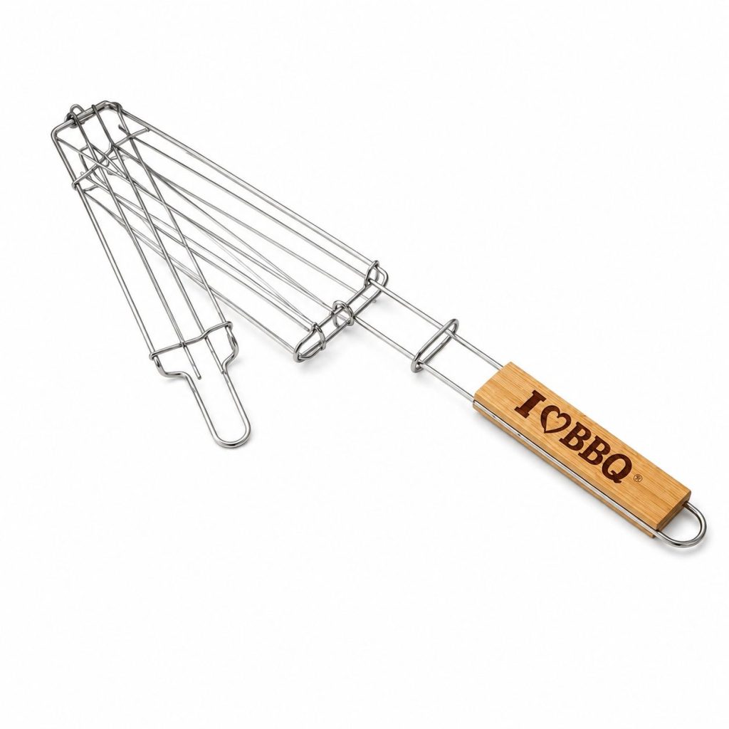 Gratar pentru carnati, Flippy, din metal, pentru BBQ, 49 cm, Argintiu