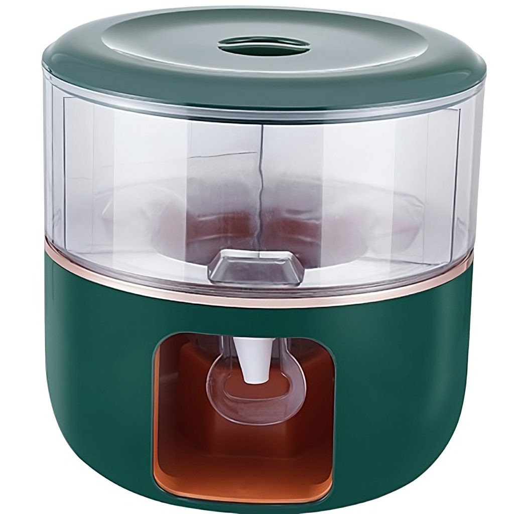 Dozator de apa Flippy, 3 compartimente rotative, capacitate mare de 6l, verde