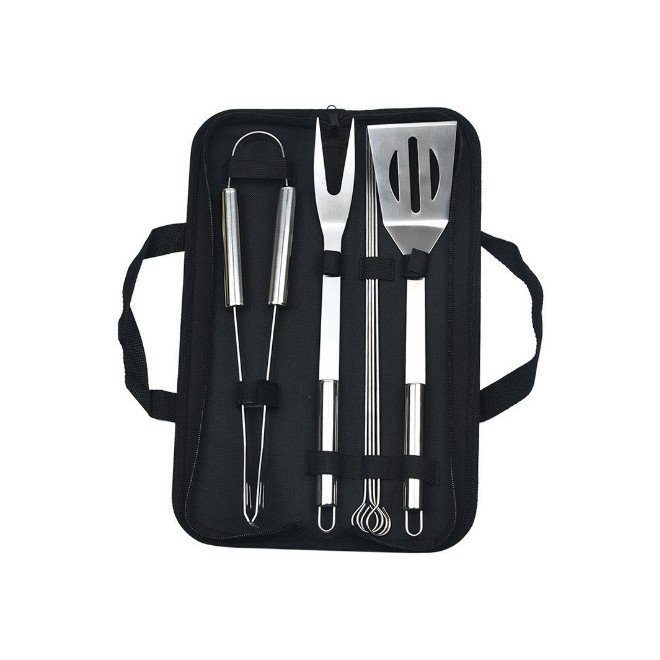 Set 7 Ustensile pentru Gratar, Flippy, din Otel Inoxidabil, Geanta Oxford, Argintiu