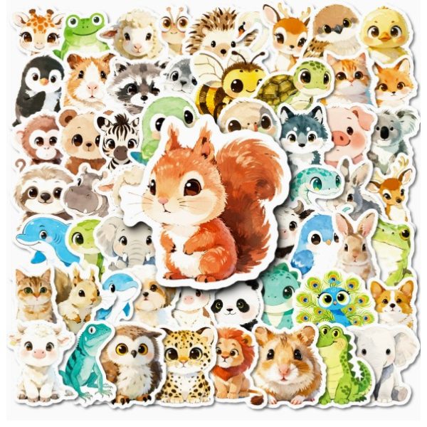 Hot Sale 56 Unique Cute Watercolor Animal Graffiti Stickers, Kids DIY Decorative Stickers