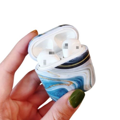 Husa AirPods cu Inel Prindere Marble Albastru - Image 2