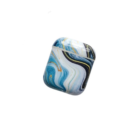 Husa AirPods cu Inel Prindere Marble Albastru - Image 5