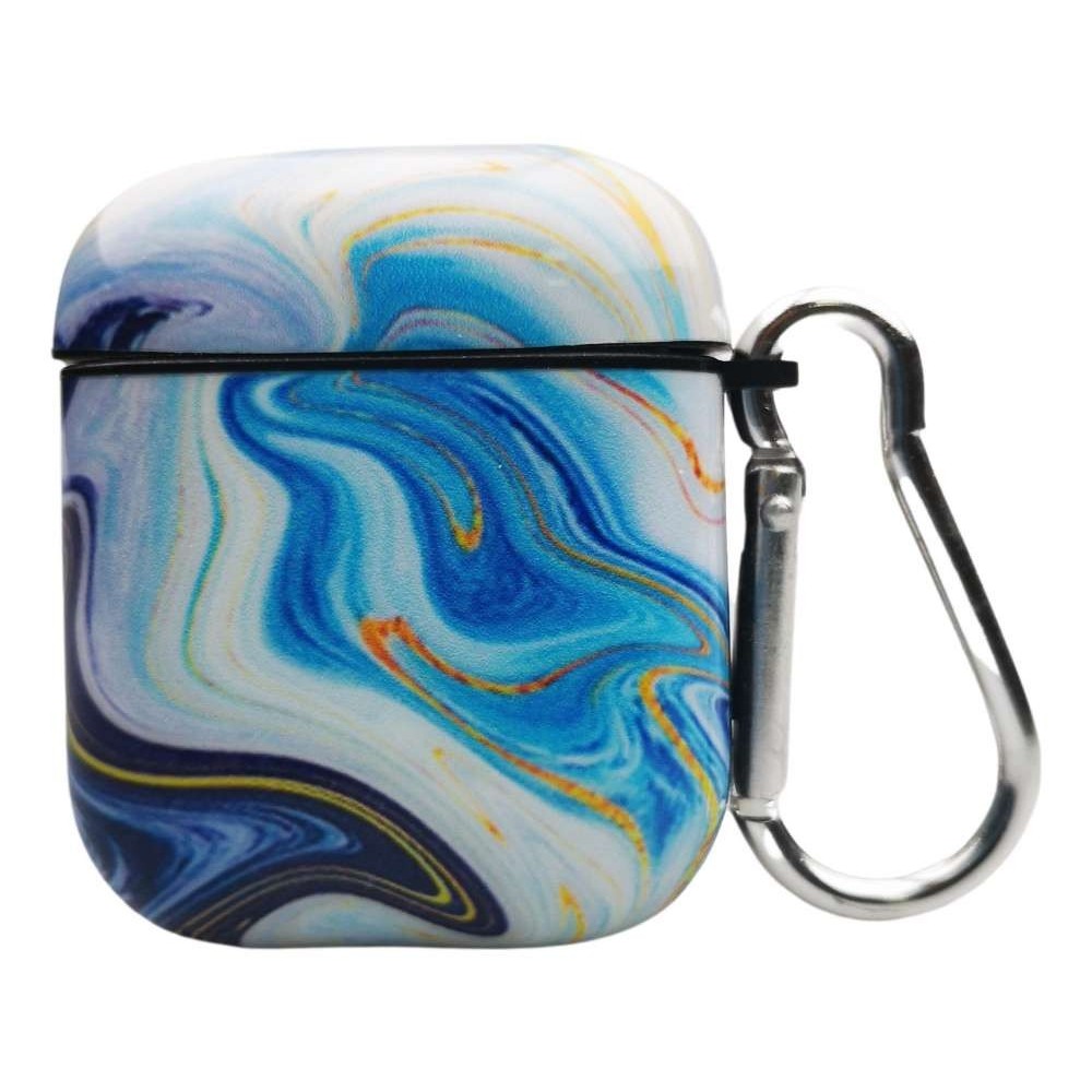 Husa AirPods cu Inel Prindere Marble Albastru - Image 8