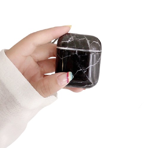 Husa AirPods cu Inel Prindere Marble Negru - Image 4