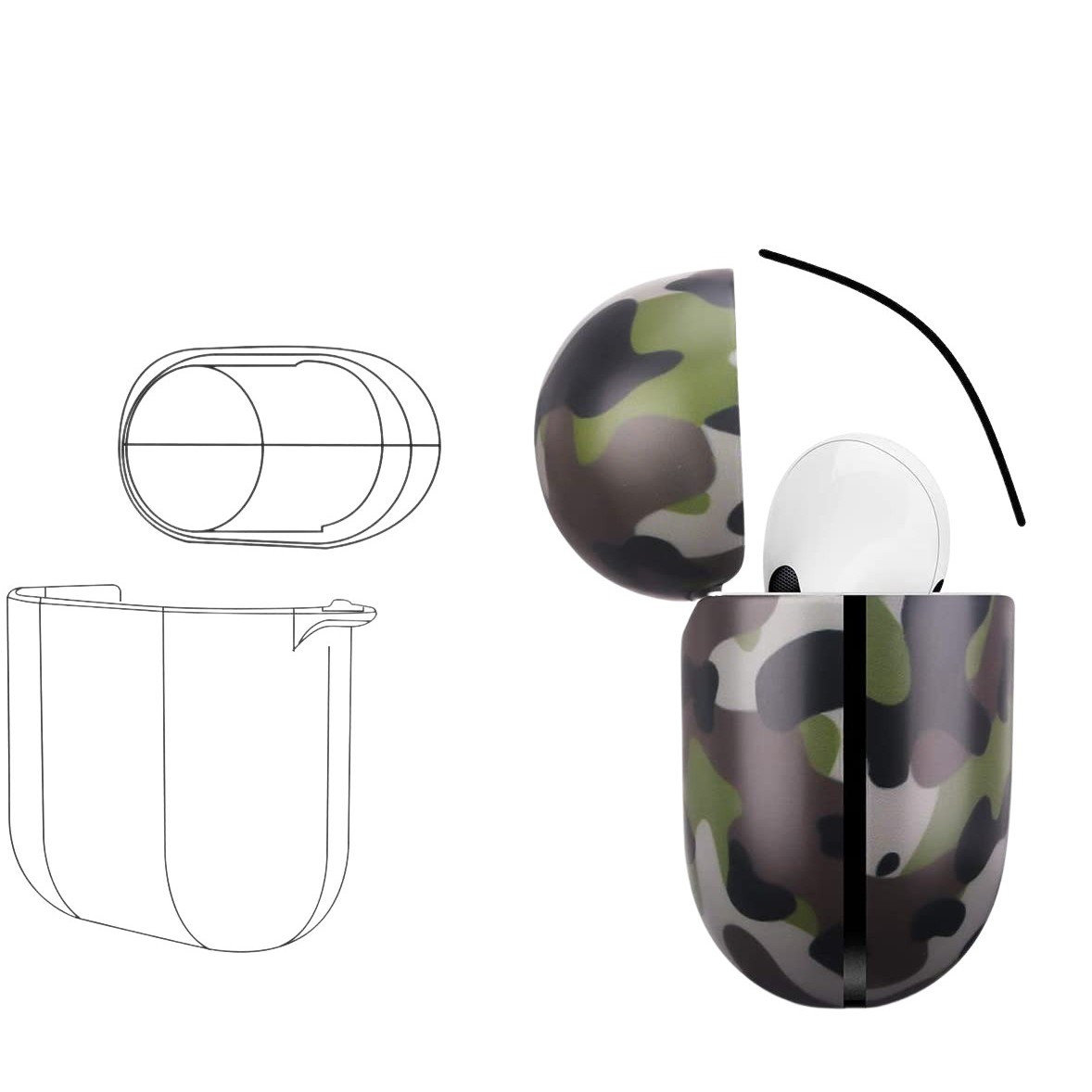Husa AirPods Pro cu Inel Prindere Camuflaj - Image 2