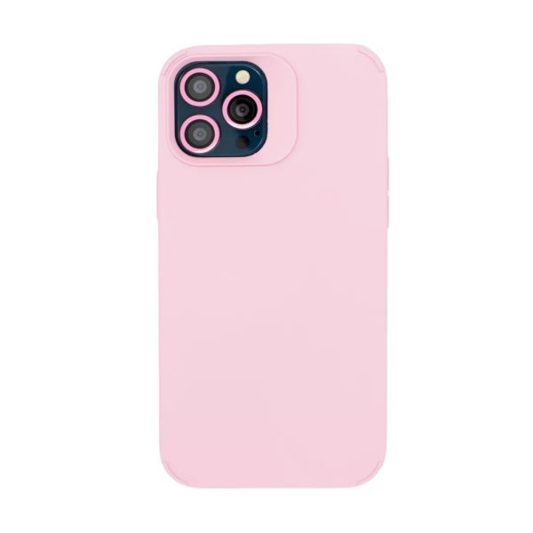 Husa Apple iPhone 13 Pro, Flippy, din Silicon Lichid, Interior din Microfibra, Lentile Fosforescente de Protectie Camera, Anti Amprenta, Rezistenta la Socuri, Roz