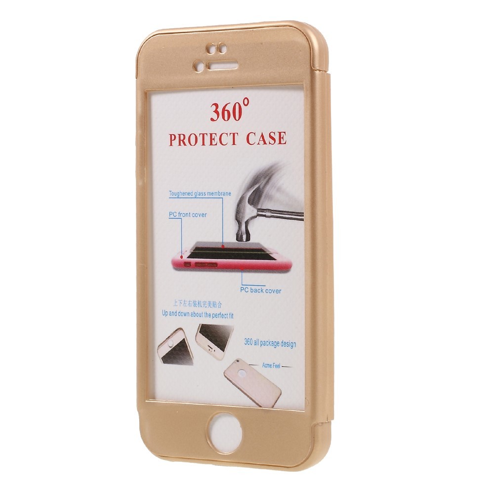 Husa Apple iPhone 5/5S/SE Full Cover 360 Auriu + Folie de protectie - Image 6