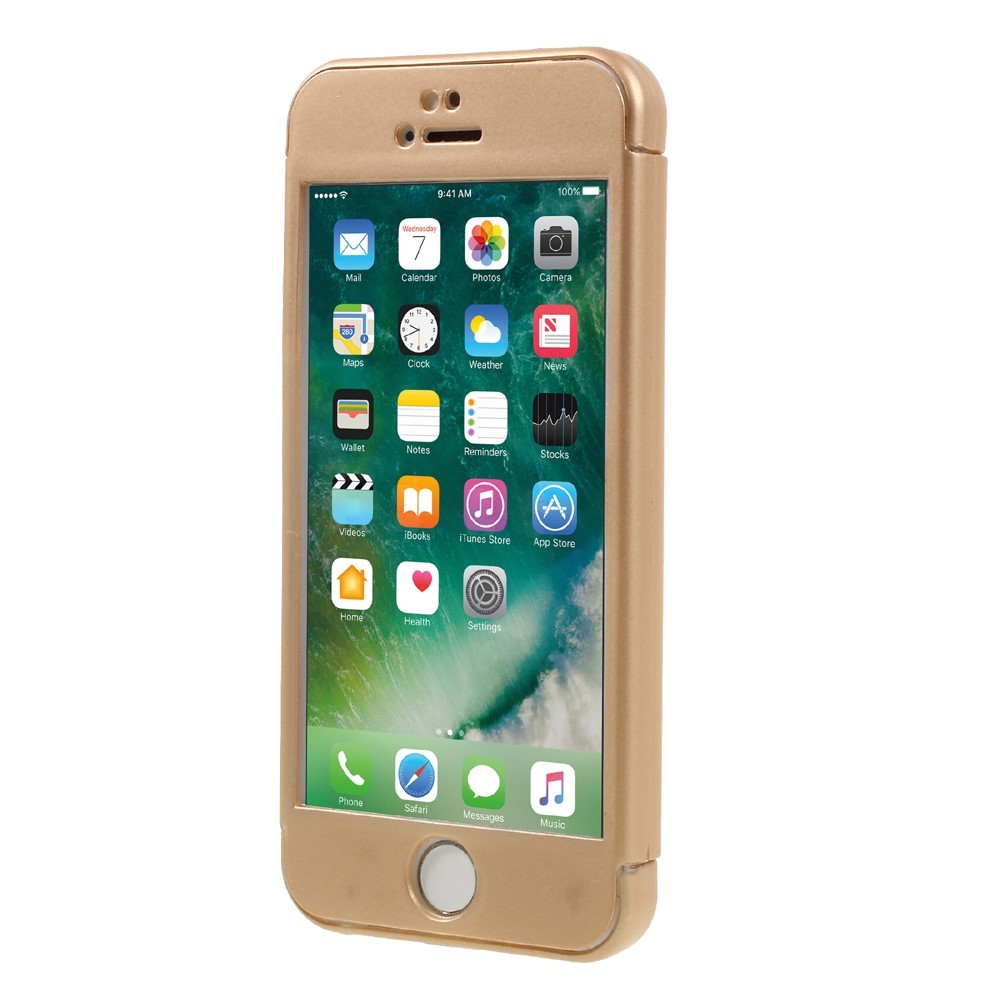 Husa Apple iPhone 5/5S/SE Full Cover 360 Auriu + Folie de protectie - Image 7