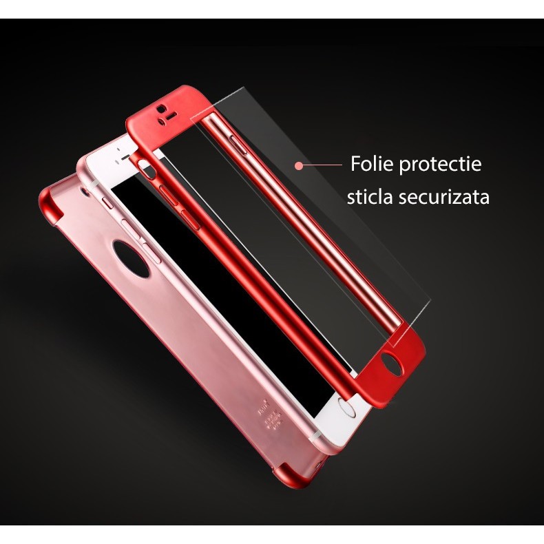 Husa Apple iPhone 6/6S 6 Joyroom (Fata + Spate) Rosu + Folie de protectie - Image 4