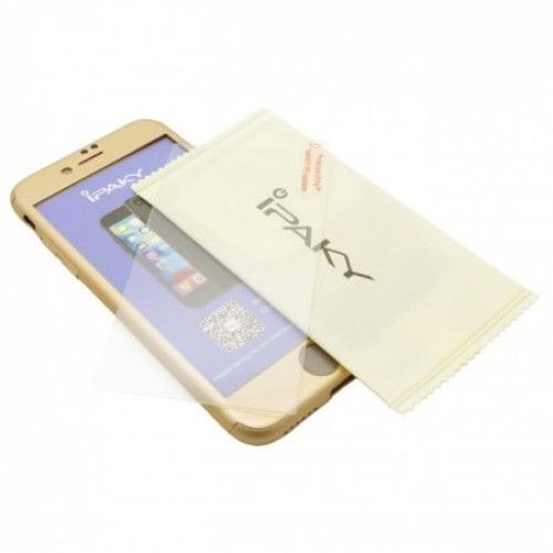 Husa Apple iPhone 6/6S IPAKY Full Cover 360 Auriu + Folie Cadou - Image 5