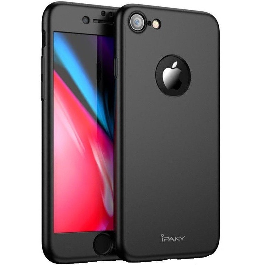 Husa Apple iPhone 6/6S IPAKY Full Cover 360 Negru + Folie Cadou - Image 2