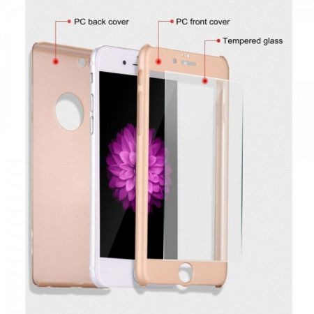 Husa Apple iPhone 6/6S IPAKY Full Cover 360 Roz Auriu + Folie Cadou - Image 7