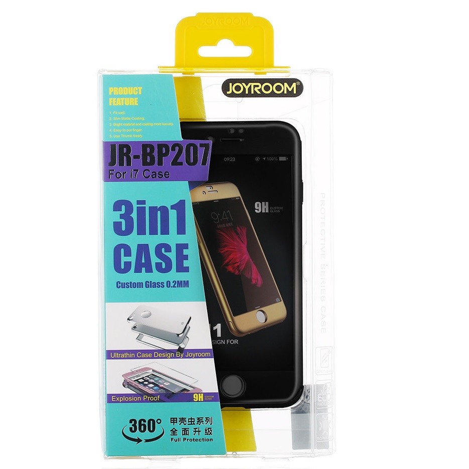 Husa Apple iPhone 6+/6S+ Joyroom (Fata + Spate) Negru + Folie de protectie - Image 4
