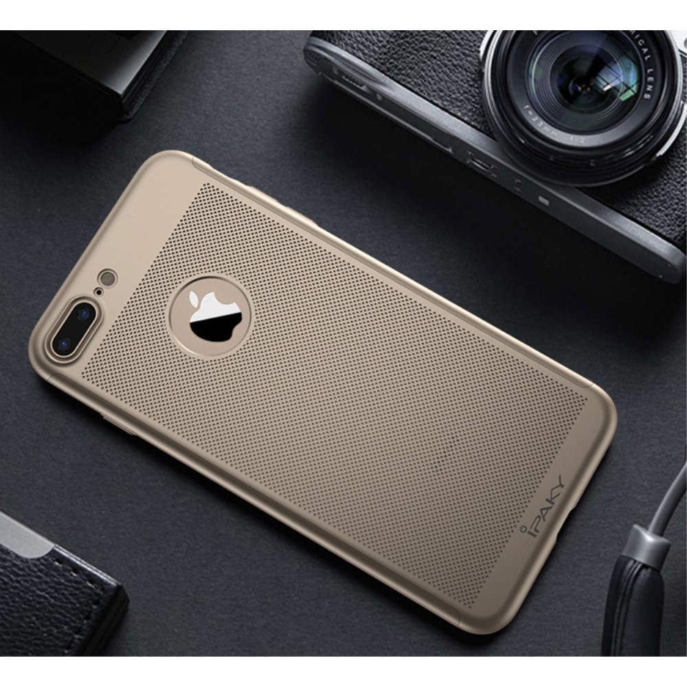 Husa de Protectie, Flippy, pentru Apple iPhone 7, Full Cover 360 Air cu Gauri si Folie de Protectie, Plastic, Auriu - Image 4