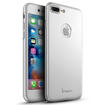 Husa Apple iPhone 7 IPAKY Full Cover 360 Argintiu + Folie Cadou - Image 3