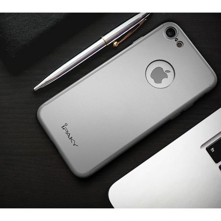 Husa Apple iPhone 7 IPAKY Full Cover 360 Argintiu + Folie Cadou - Image 7