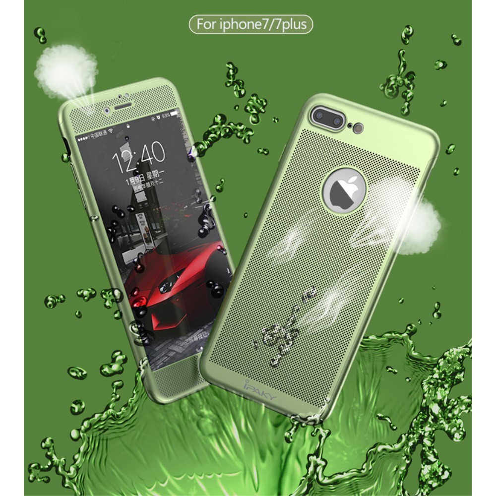 Husa de Protectie, Flippy, pentru Apple iPhone 7 Plus, Full Cover 360 Air cu Gauri si Folie de Protectie, Plastic, Verde - Image 4