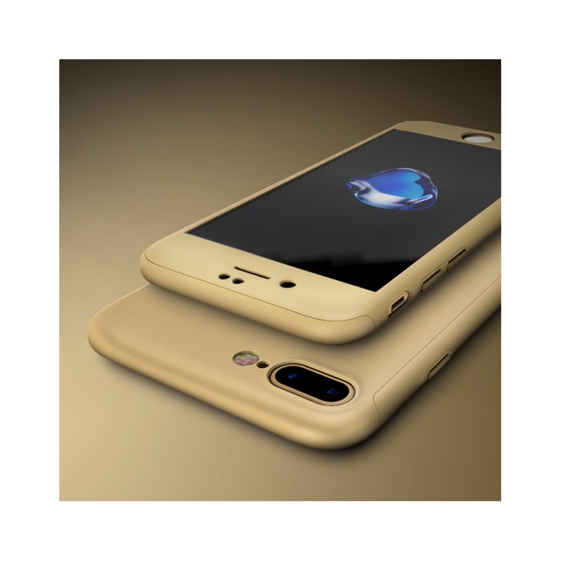 Husa Apple iPhone 7 Plus IPAKY Full Cover 360 Auriu + Folie Cadou - Image 2