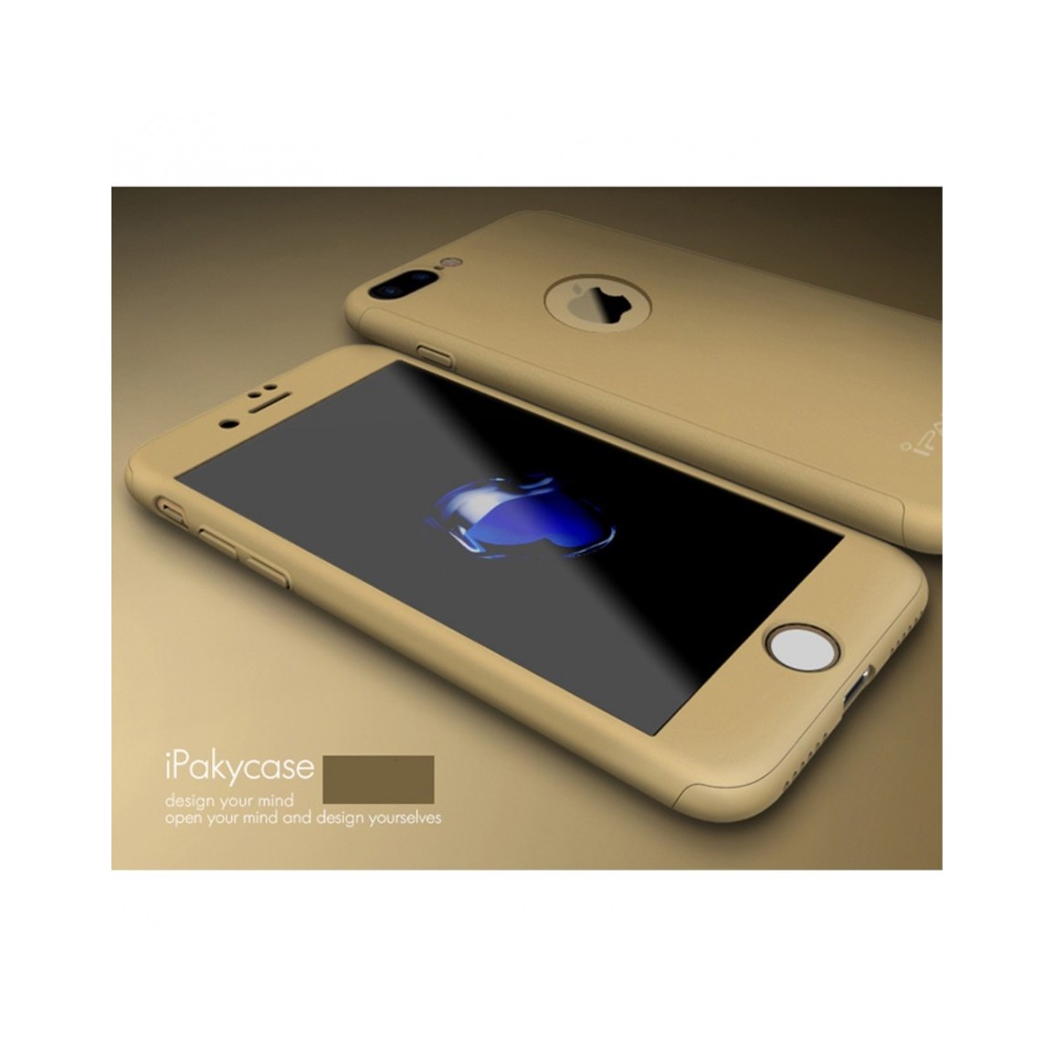 Husa Apple iPhone 7 Plus IPAKY Full Cover 360 Auriu + Folie Cadou - Image 7