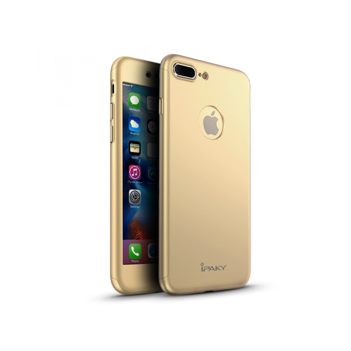 Husa Apple iPhone 7 Plus IPAKY Full Cover 360 Auriu + Folie Cadou - Image 8