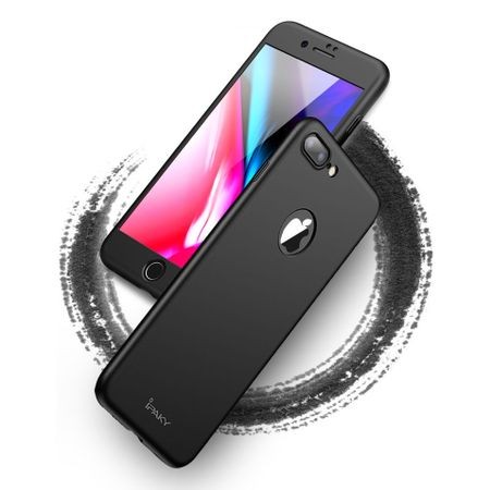 Husa Apple iPhone 8 Plus IPAKY Full Cover 360 Negru + Folie Cadou - Image 3