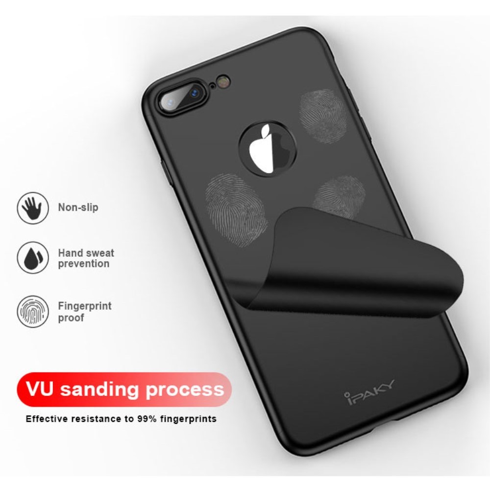 Husa Apple iPhone 8 Plus IPAKY Full Cover 360 Negru + Folie Cadou - Image 6