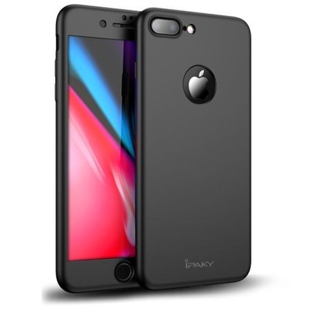 Husa Apple iPhone 8 Plus IPAKY Full Cover 360 Negru + Folie Cadou - Image 7